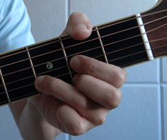 Dコードの押さえ方の見本写真です。