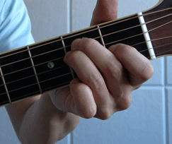 Eコードの押さえ方の見本写真です。